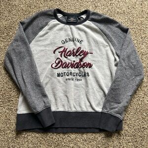 Harley Davidson Womens Pullover Large Grey/ Red Sweatshirt Motorcycles